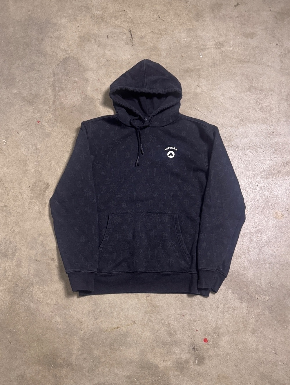 Airwalk All Over Print Hoodie Black Skater Sweatshirt
